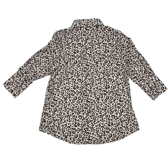 Gretchen Scott Leopard Print Button Up Blouse Womens Size Small 3/4 Sleeve Top - Picture 3 of 7